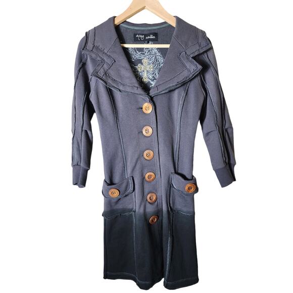 YAG COUTURE Gray Two-Tone Button Up Steampunk Retro Jacket SZ S - Picture 1 of 11